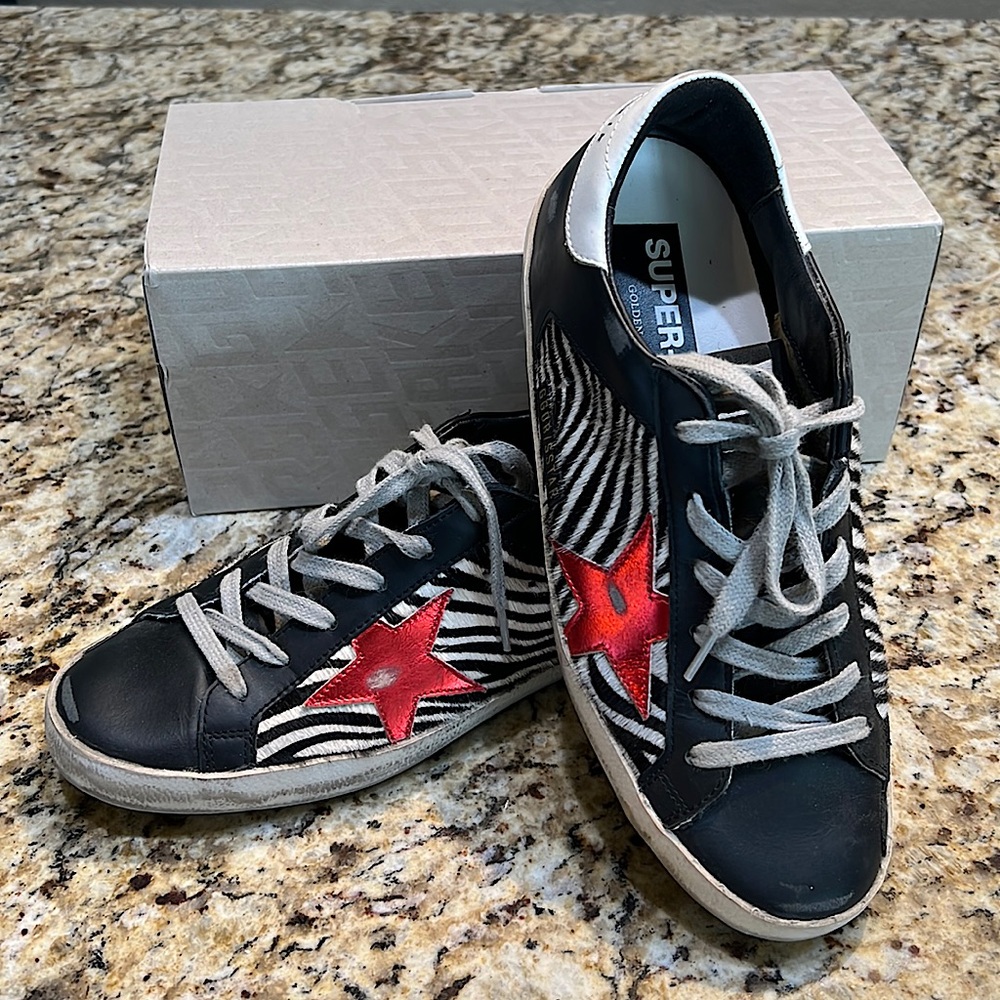 Golden Goose Black and Red Star Sneakers